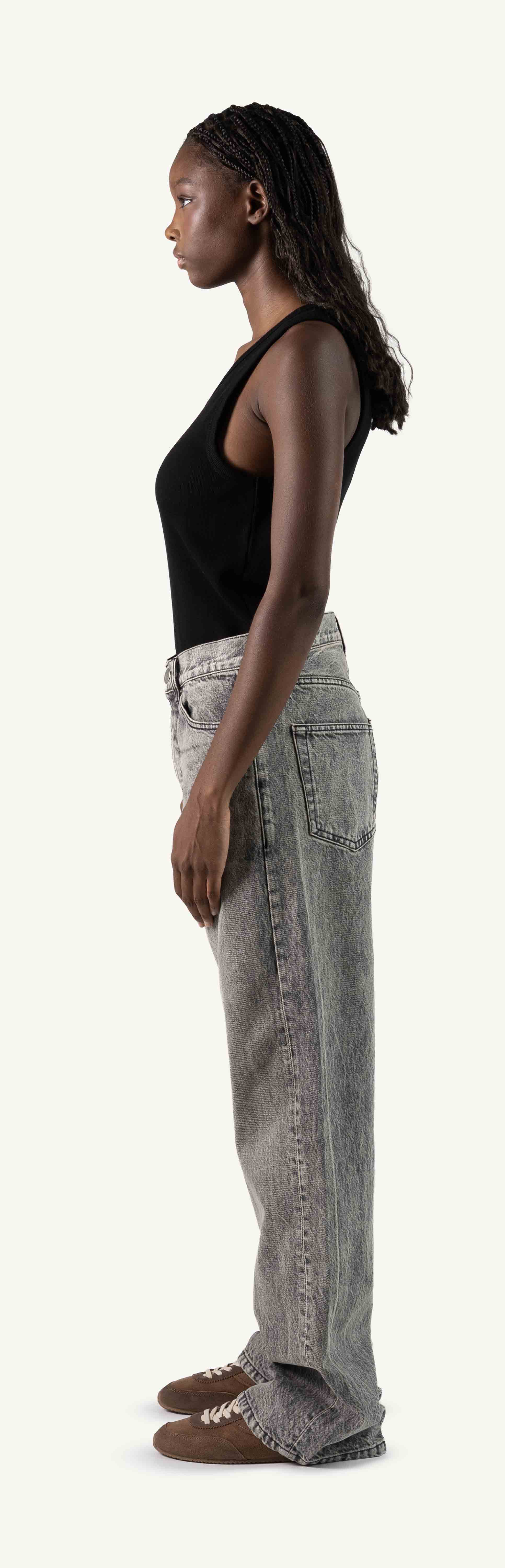 Faded Mid Grey Loose Fit Jeans. – WATC STUDIO
