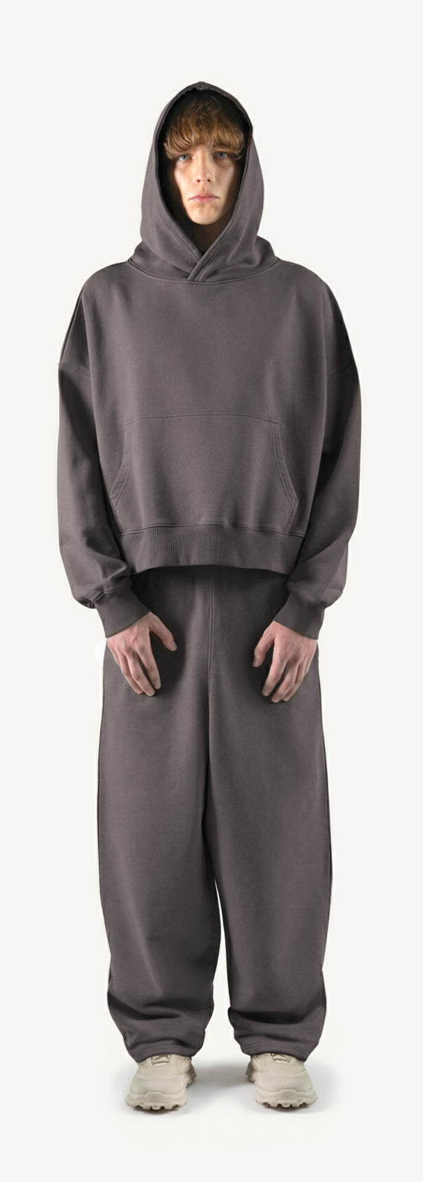 Pigment Grey Oversized Boxy Hoodie.