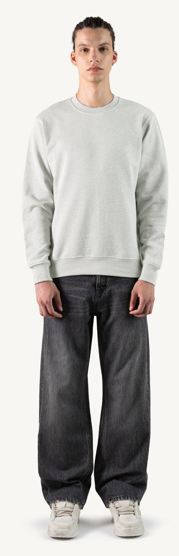 Light Grey Marl Regular Crewneck Sweater.