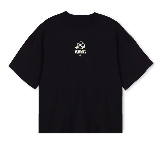 EKCTWENTYSIX_ B Black Oversized Boxy Tee.