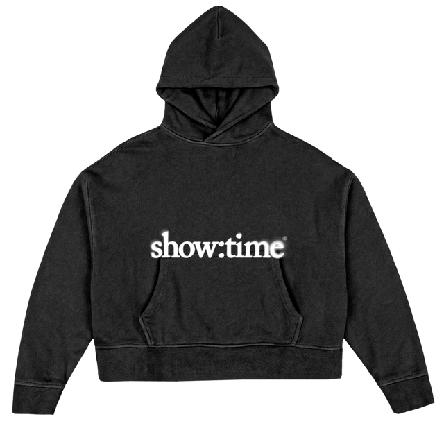 LOGOMIDDLE_VB Vintage Black Oversized Boxy Hoodie.