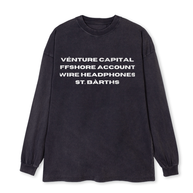 VCZIPPER_LS Vintage Black Oversized LS Tee