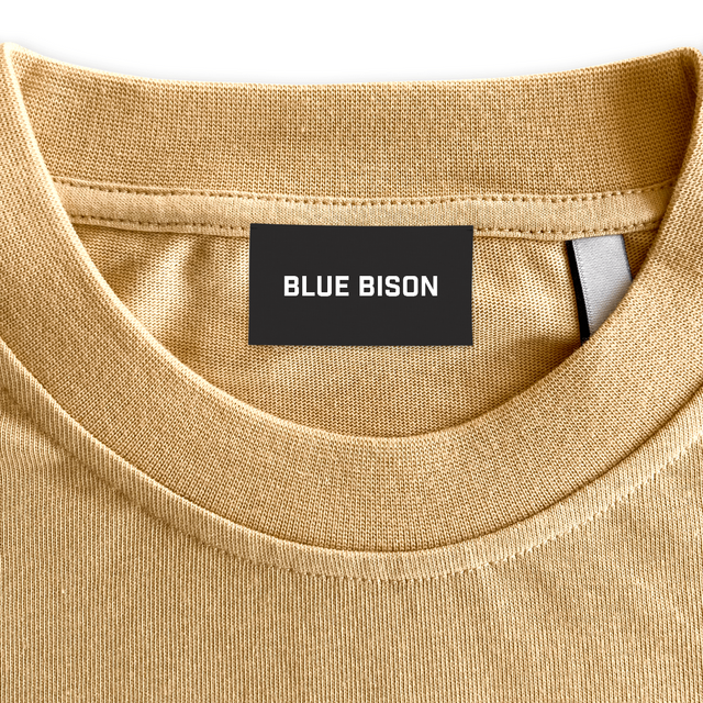 BLUE BISON Custom Woven Neck Label.