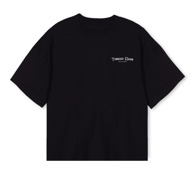 TEEWHITESTAFF_2 Black Oversized Boxy Tee.
