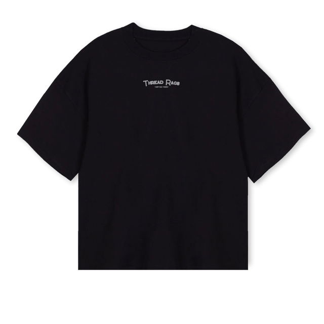 TEEWHITE_2 Black Oversized Boxy Tee.