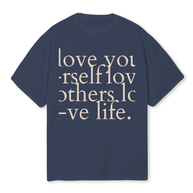 LUVETMSGTEE Navy Blue Oversized Tee.