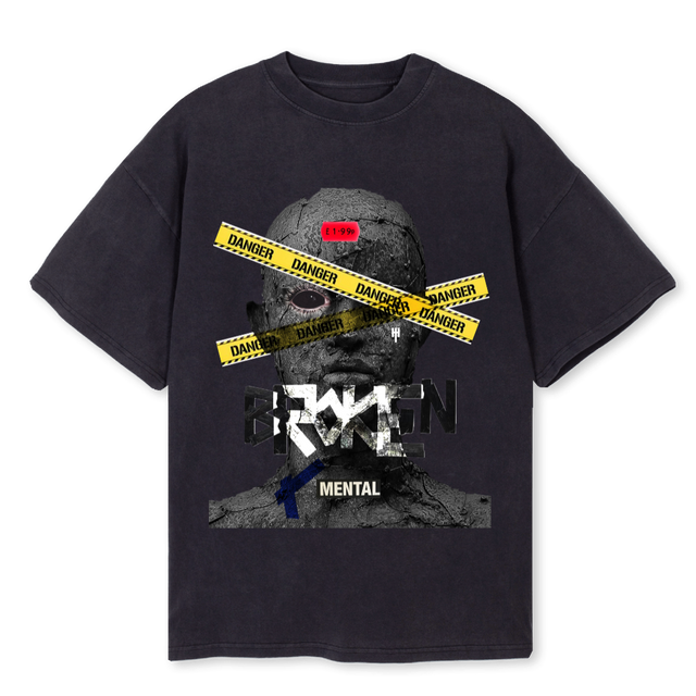 BROKENMENTAL Vintage Black Oversized Tee.