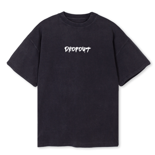 LOG DROP PUEPLE Vintage Black Oversized Tee