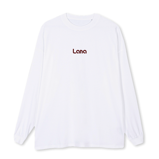LANALOGOLONGSLEEVE_W White Oversized LS Tee
