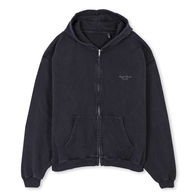 STRW Z Vintage Black Oversized Zipped Hoodie.