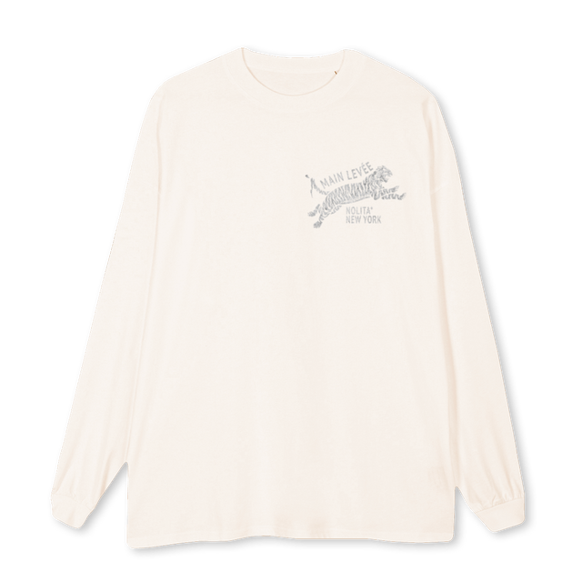 FADEDTIGERLONGSLEEVE Vintage White Oversized LS Tee.
