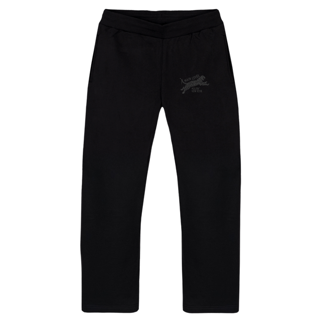 NOLITATIGERSWEATPANT_B Black Straight-Leg Relaxed Sweatpants.