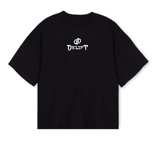 LOGOCENTFRONTGV Black Oversized Boxy Tee.
