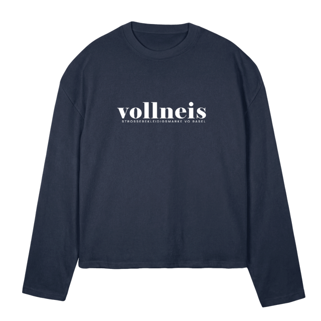 LSNAVYLOGO Navy Blue Oversized Boxy LS Tee.