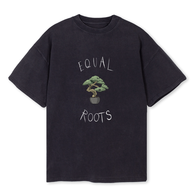 EQUAL ROOTS TREE Vintage Black Oversized Tee.