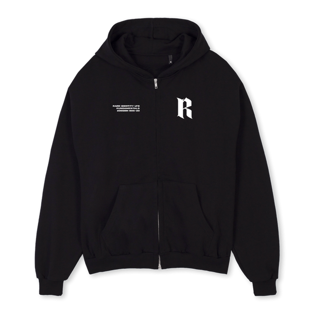 ES SHIRT BOW Black Oversized Zipped Hoodie.