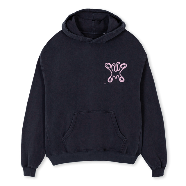 AAABUTTERFLY Vintage Black Oversized Hoodie.