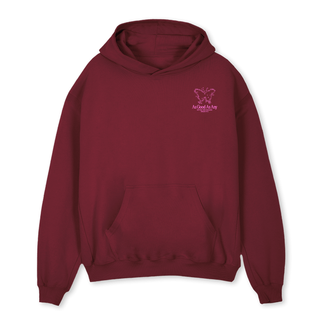 AGAACOSMICBUTTERFLY_BURG Burgundy Oversized Hoodie.