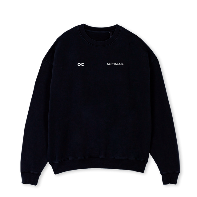 ATHLETESCLUBCREWBLCK Black Oversized Crewneck Sweater.
