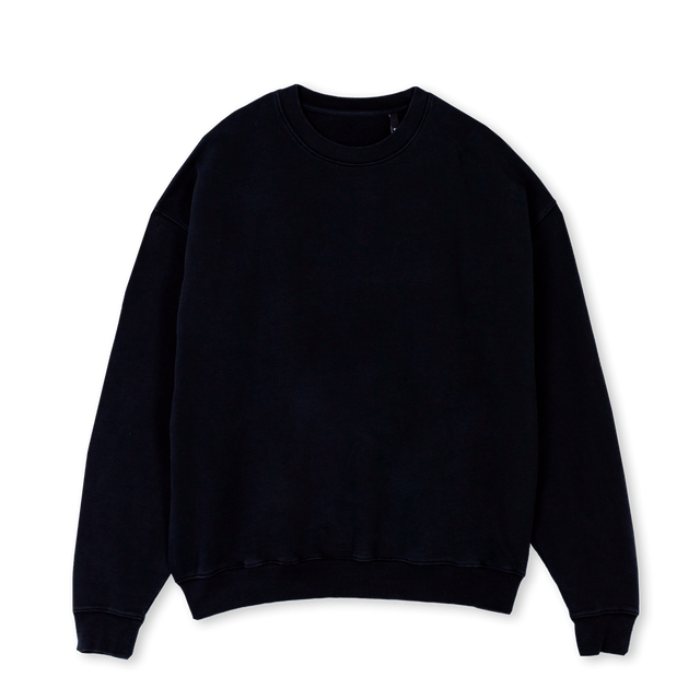 WINTER Black Oversized Crewneck Sweater.