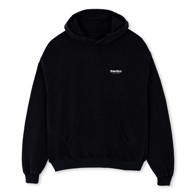 THENTIC_OSH Black Oversized Hoodie.