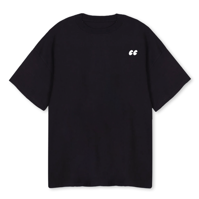 CIRCLEBACK_B Black Oversized Tee.