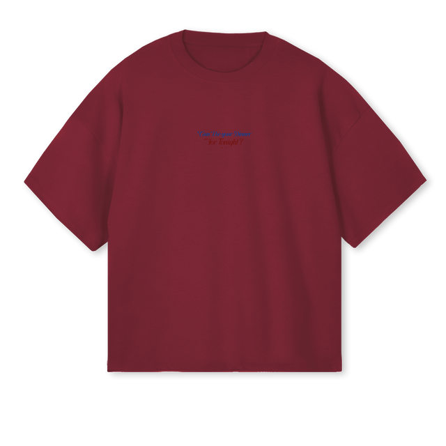CANIBEYOURDINNER _B Burgundy Oversized Boxy Tee.