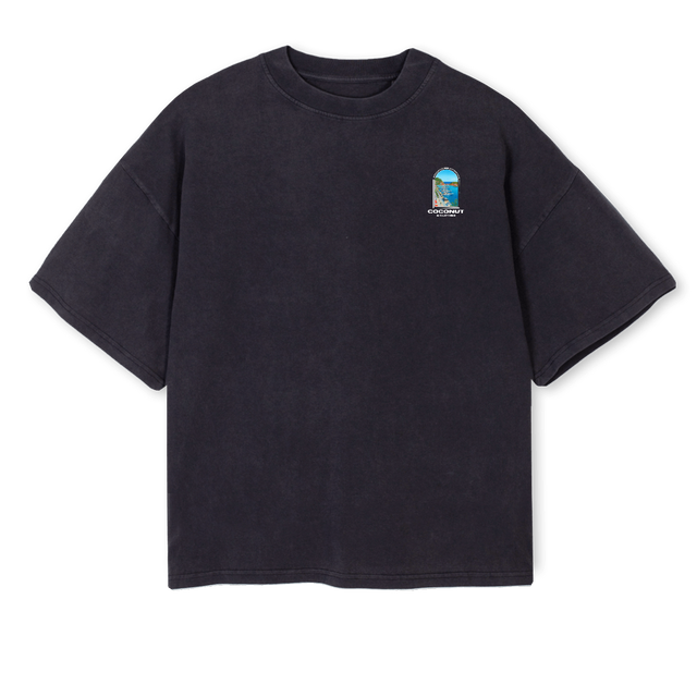 YATCH_VB Vintage Black Oversized Boxy Tee.