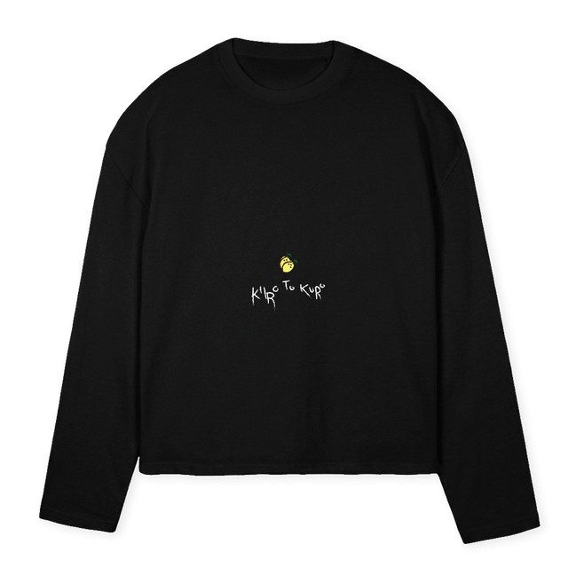 TEQUILLABLUE_B Black Oversized Boxy LS Tee.