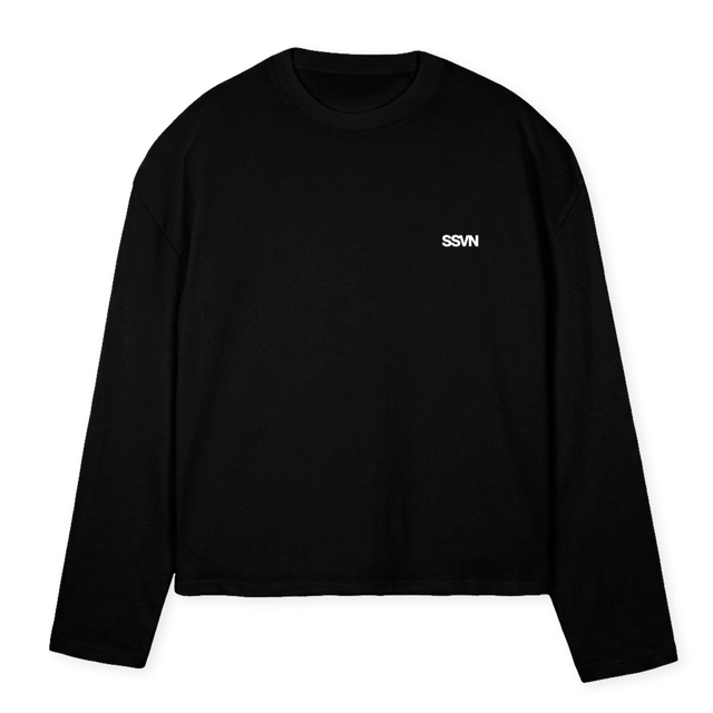 SSVNBASIC_B Black Oversized Boxy LS Tee.