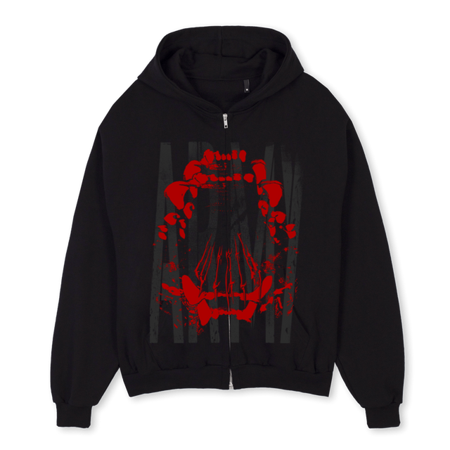 ARMY Black Oversized Zipped Hoodie.