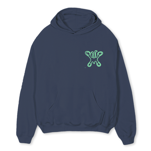 AAABUTTERFLY_N Navy Blue Oversized Hoodie