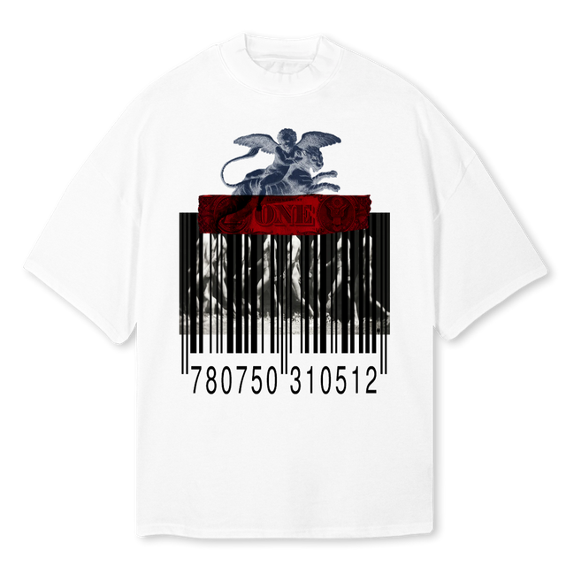NUMBERED MEN White Oversized Mock Neck Tee.