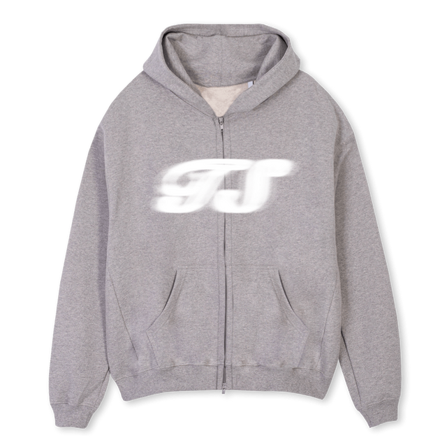 TSGLOWZIPPER_GM Grey Marl Oversized Zipped Hoodie