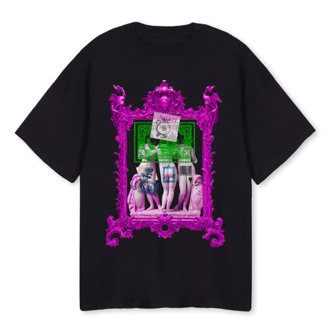 SALARY PURPLELOGO Black Oversized Tee.