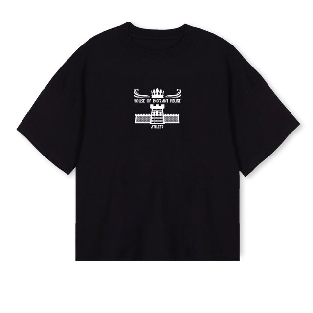BOXHOUSEOFVAGRANT Black Oversized Boxy Tee.