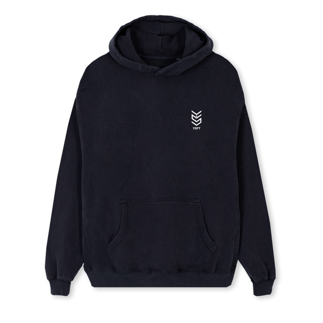 YSPT BASIC BLUE Vintage Black Regular Hoodie.