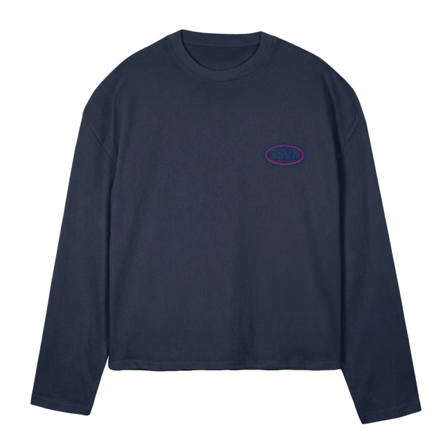 SSVNLS_N Navy Blue Oversized Boxy LS Tee.
