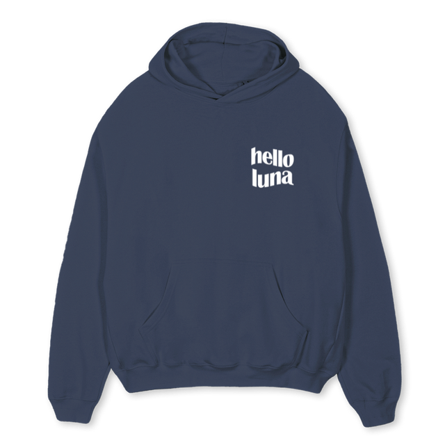 HELLOLUNASWEAT_NB Navy Blue Oversized Hoodie