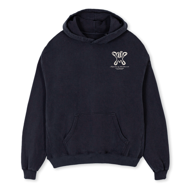 AAABUTTERFLY_VBECRU Vintage Black Oversized Hoodie