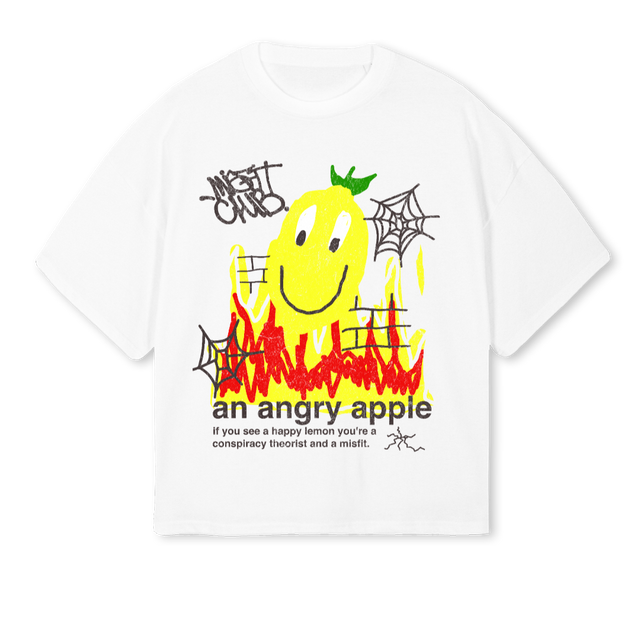 ANGRYAPPLE White Oversized Boxy Tee.