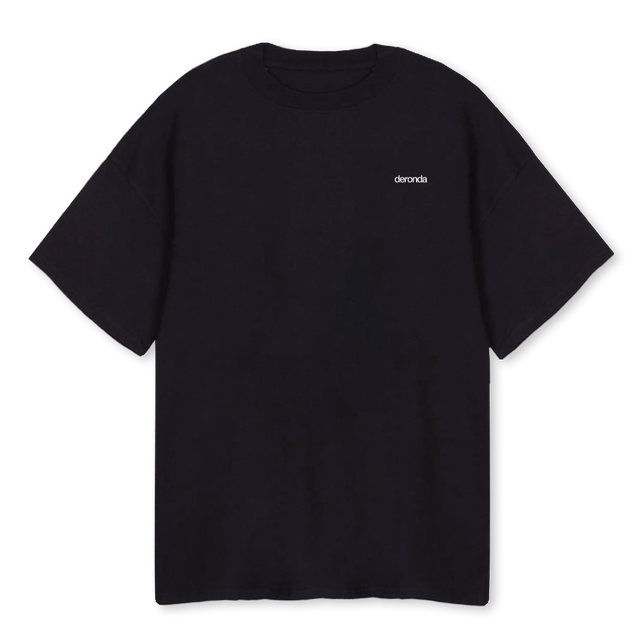 DERONDAONE_B Black Oversized Tee.