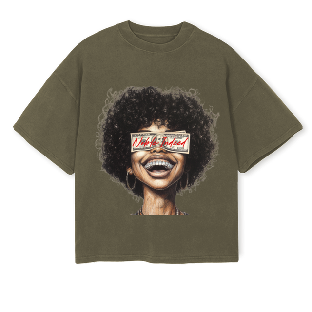 MONEYDOES_VO Vintage Olive Oversized Boxy Tee
