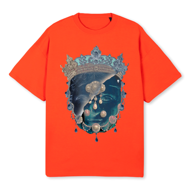 BEWJEWELLED Hot Orange Oversized Tee.