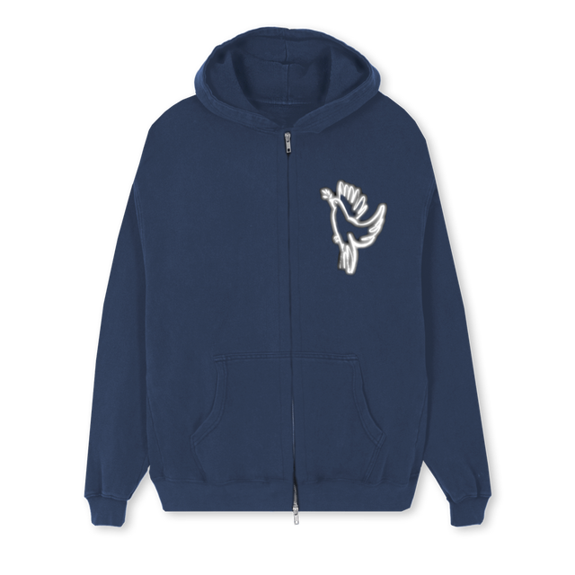 EMZH Navy Blue Regular Zipped Hoodie