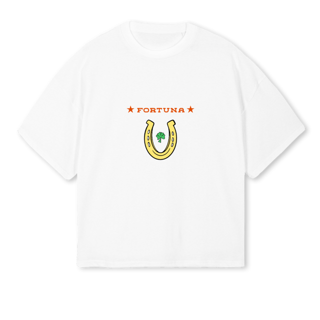 FORTUNASBHORANGE White Oversized Boxy Tee.