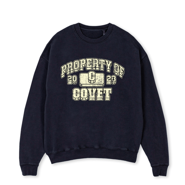 WHITE PO Vintage Black Oversized Crewneck Sweater.