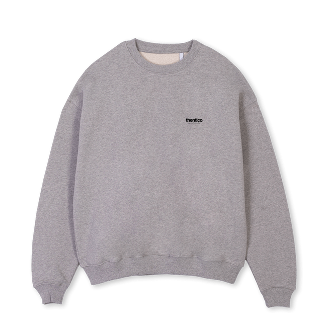 THENTICOSWEATSHIRT_B Grey Marl Oversized Crewneck Sweater.