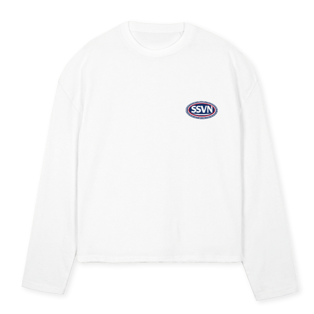 SSVNLS_W White Oversized Boxy LS Tee.