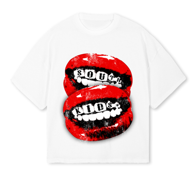 MOUTHTEE_W White Oversized Boxy Tee
